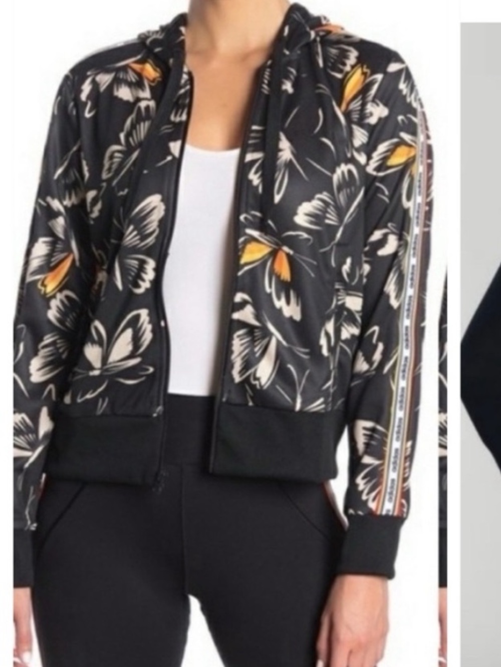 Adidas X Farm Rio Black Butterfly Hoodie Track Jacket & Leggings Set